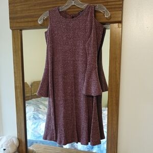 Elegant Long Sleeve Burgundy Dress